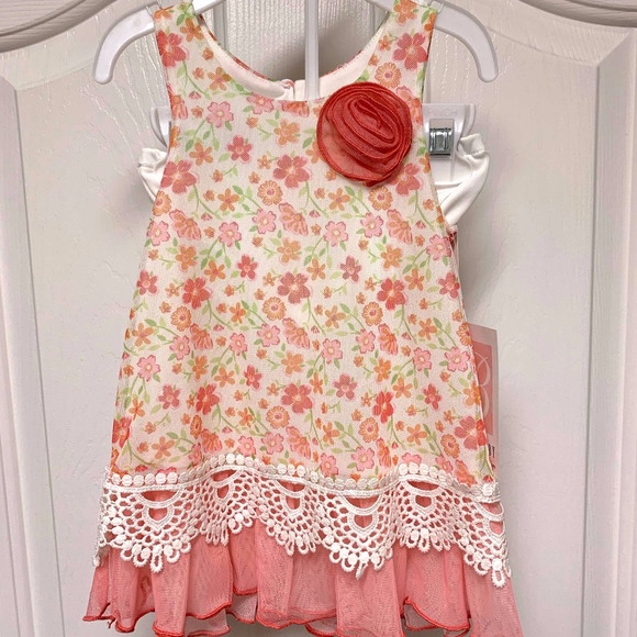 Bonnie Baby Other - Bonnie Baby 6-9 mo Floral/Lace Dress/Diaper Cover
